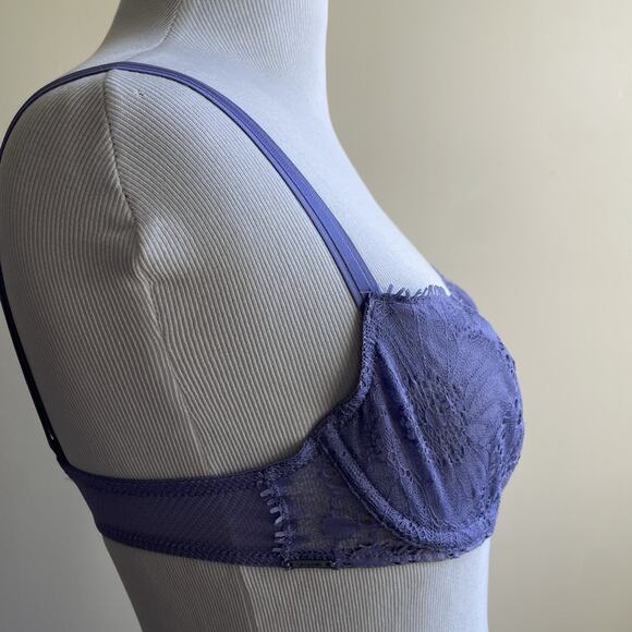 Chantelle Size 32C Purple Lace Bra Unpadded Underwire FR 85 NEW - Picture 3 of 6